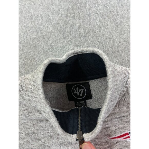 New‎ England Patriots '47 Half Zip Pullover Sweater (Men's Medium) Gray - Picture 4 of 12